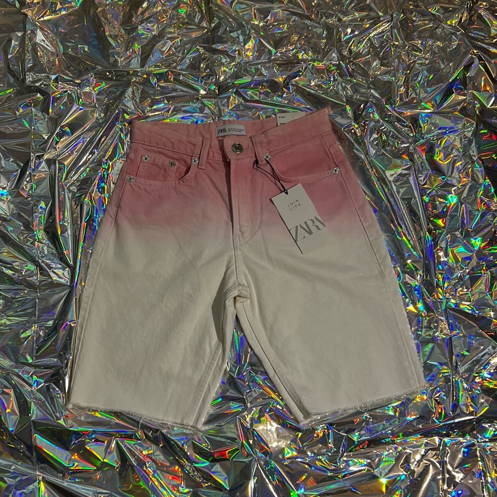 Zara pink and white ombré Bermuda shorts